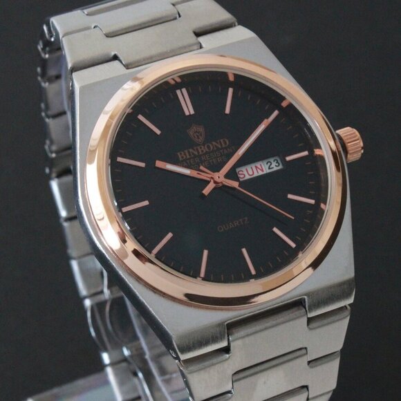 Men's Integrated Bracelet Sports Watch Stainless Steel Radiant Black Dial 40mm - Picture 5 of 14